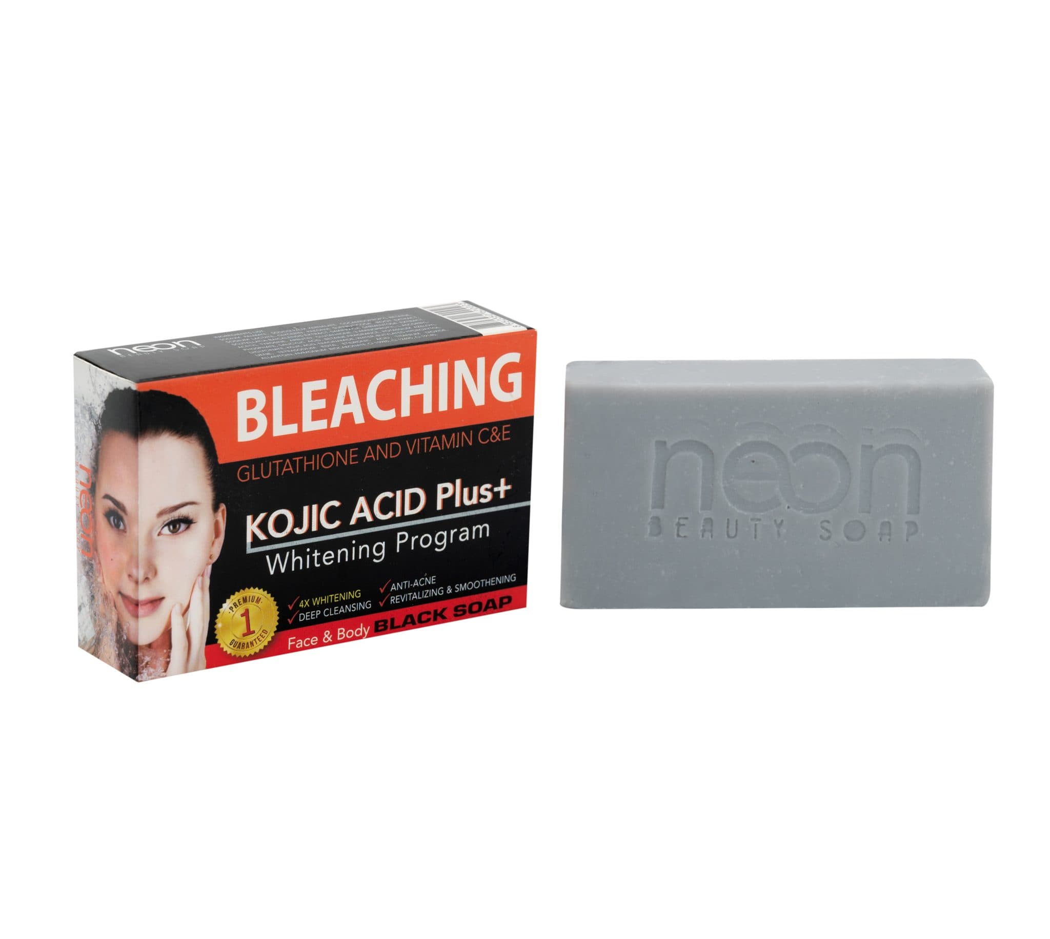 Neon Bleaching Kojic Acid Plus+ Face & Body Black Soap