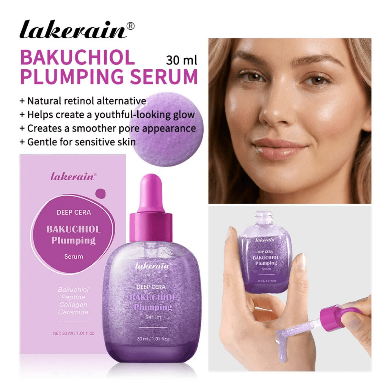 lakerain Deep Cera Bakuchiol Plumping Serum